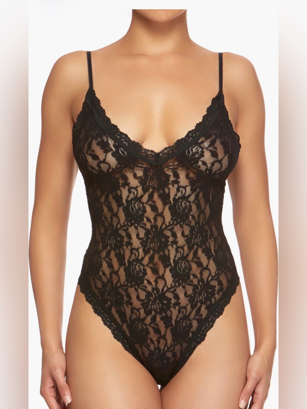 NWT Hanky Panky Signature Black Lace Thong Bodysuit size S